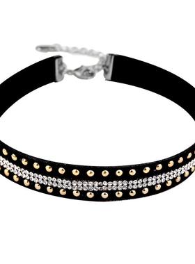 欧美个性满钻大气带宽遮脖子项链