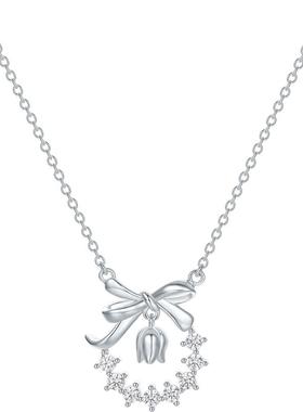 周六福项链女铃兰花园链坠S925银高级感轻奢小众送女友本命年礼物