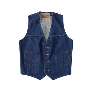 【自营】Wrangler/威格黄石牛仔马甲男士西部牛仔风丹宁工装背心