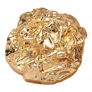 小香风时尚异形褶皱金属纽扣西装外套大衣皮草装饰高档大扣子