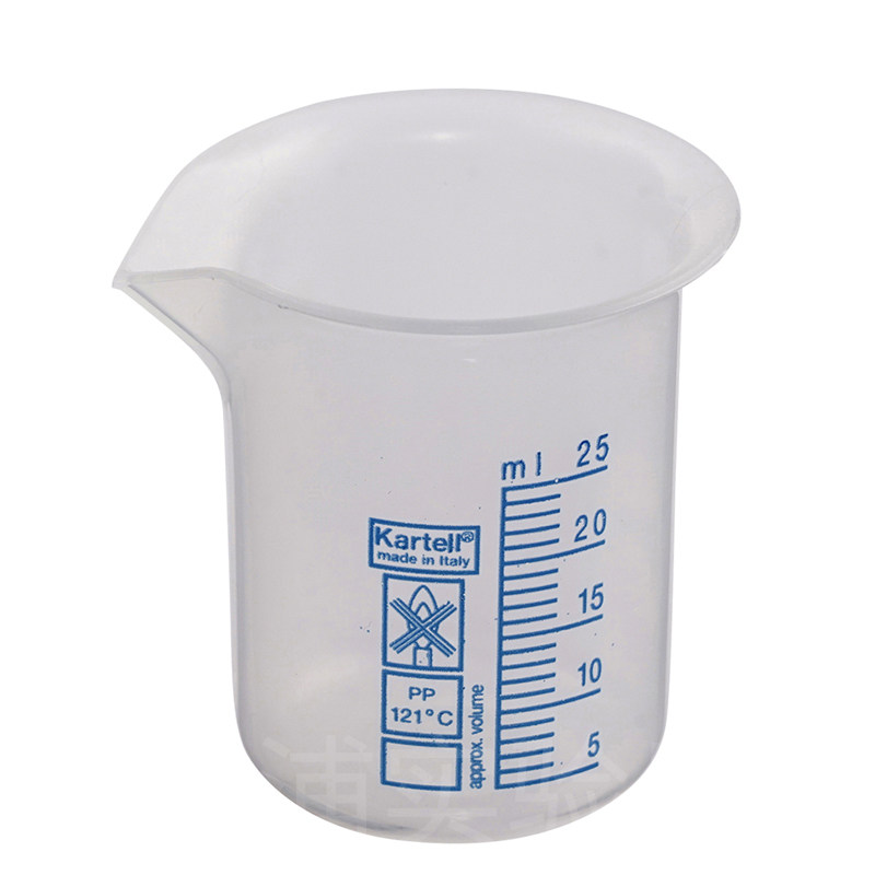 Kartell亚速旺可高压灭菌塑料烧杯量杯PP聚丙烯挖米带蓝色刻度线