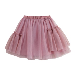 马克珍妮2025女童不规则拼接柔软网纱短裙半身裙儿童裙子夏款