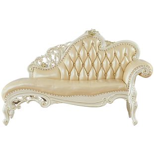 欧式实木贵妃椅美式客厅单人真皮沙发床卧室美人榻小户型皮艺躺椅