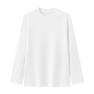 拇指白小T热特姆插肩长袖T恤秋季新款保暖抗静电体恤男女款打底衫