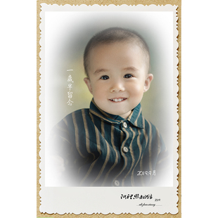 冲印花边儿童照花边结婚照仿老式花边老照片黑白照片老底片印相片