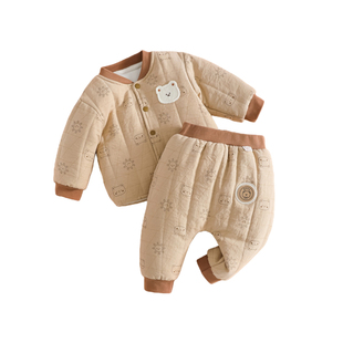 宝宝棉服套装冬装2025新款冬季加厚夹棉男女宝棉衣棉裤婴儿保暖衣