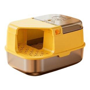 猫砂盆超大号防外溅不锈钢猫厕所封闭式走廊式带盖60cm防臭加高