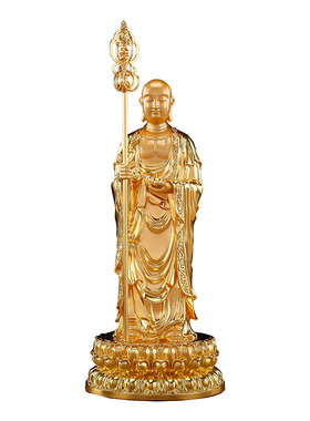 黄铜贴金地藏王菩萨佛像摆件