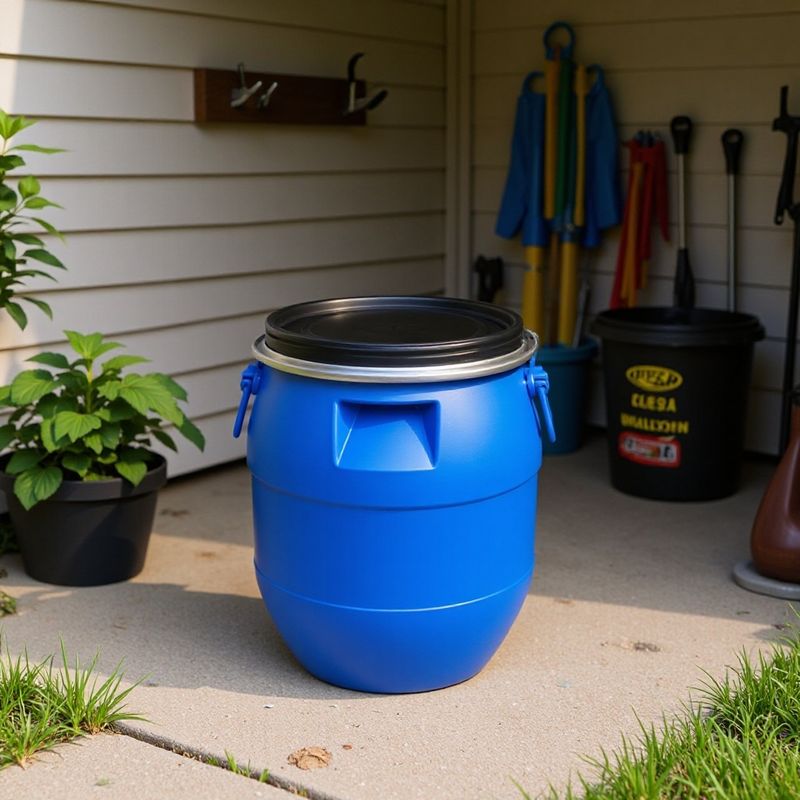 商河60升抱箍桶圆形蓝60L加厚法兰桶供应60公斤化工桶包装塑料桶