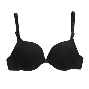 黑色一字美背前扣无痕细带文胸罩性感深V纯色少女士聚拢漏背内衣