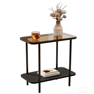 极窄沙发侧边玻璃边几客厅双层长方形储几沙发角几夹缝简易小茶几