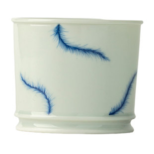 三勤堂简约青花手绘陶瓷茶杯白色直口杯景德镇功夫茶具单杯品茗杯