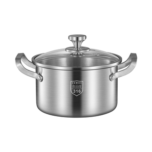 316不锈钢汤锅家用食品级特厚煲汤锅蒸煮一体粥锅双耳小锅燃气灶
