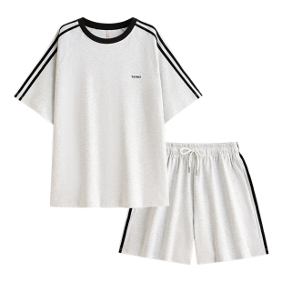 悦内睡衣女款夏季夏天纯棉短袖短裤家居服休闲运动可外穿出门大码
