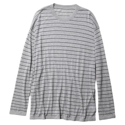 TANG TOWN灵动/简约/轻松 裸感软垂/醋酸棉轻薄细条纹空气面膜T恤