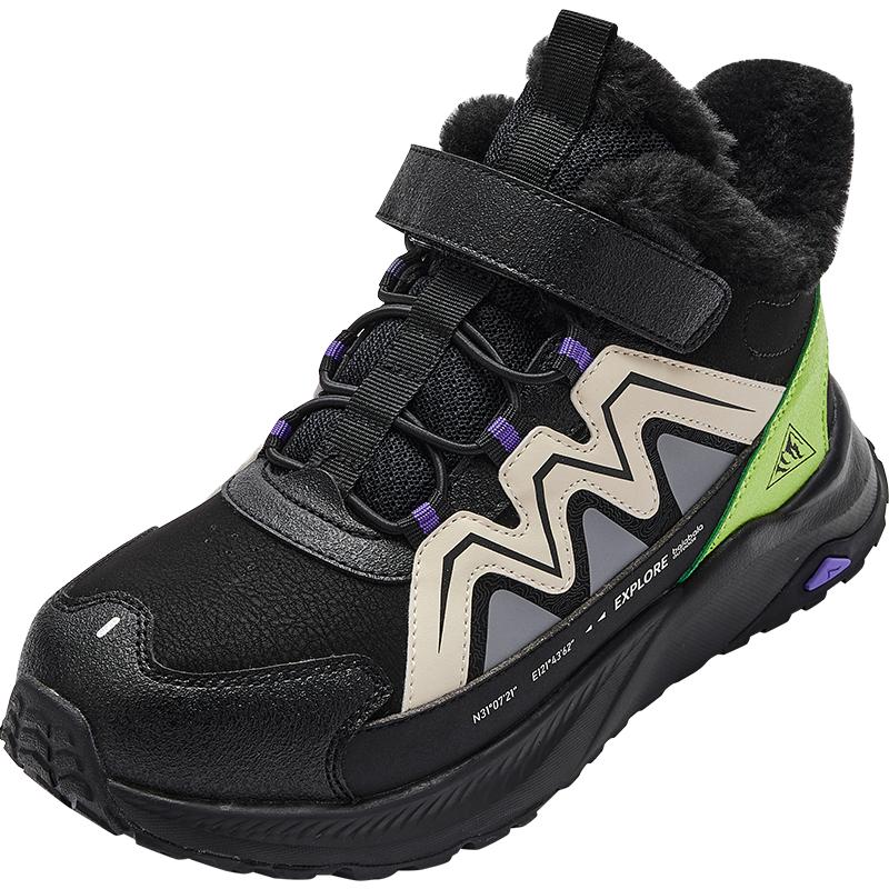 巴拉巴拉童鞋儿童运动靴男女童低帮加绒透气2025冬季靴子防滑棉靴