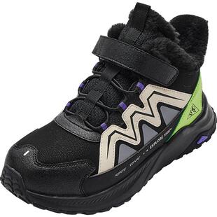 巴拉巴拉童鞋儿童运动靴男女童低帮加绒透气2025冬季靴子防滑棉靴