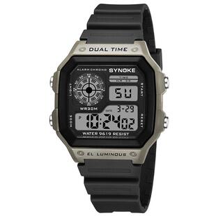 SYNOKE时诺刻方形经典学生手表电子表防水运动男士复古方块表