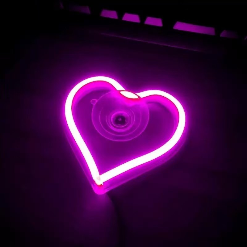 车窗霓虹灯三角窗爱心灯发光心型装饰车载接口无线遥控氛围灯USB