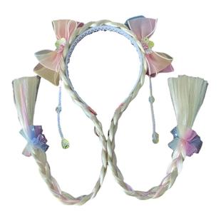 女童发饰人鱼姬假发辫子儿童冰雪奇缘爱莎公主魔法棒发箍造型头饰