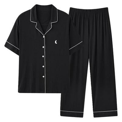 睡衣女夏季莫代尔短袖长裤女士