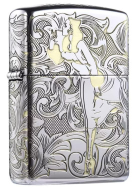 ZIPPO打火机正版新款镀银盔甲