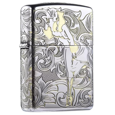 ZIPPO打火机正版新款镀银盔甲