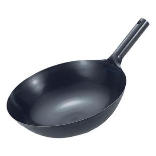 铁流SUMMIT日本原装进口木柄铁锅圆底无涂层家用燃气铁锅超轻炒锅