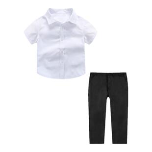 小男孩儿童表演服套装男童白色长短袖衬衫纯色校服中小童六一演出