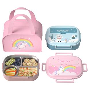 316不锈钢韩国饭盒保温分格儿童餐盒上小学生餐具专用食品级餐盘