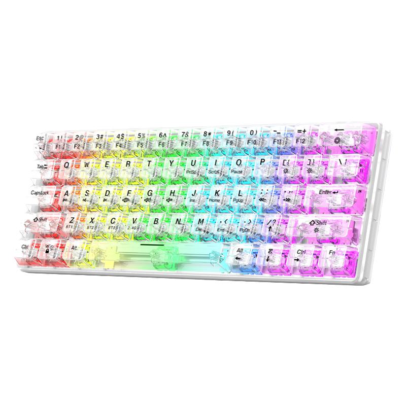 炫银狐K30pro 无线蓝牙三模透明机械键盘白轴热插拔客制化RGB键盘