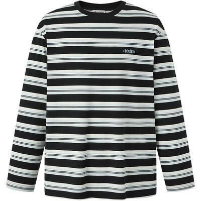 CHINISM赤尘条纹撞色微弹T恤男