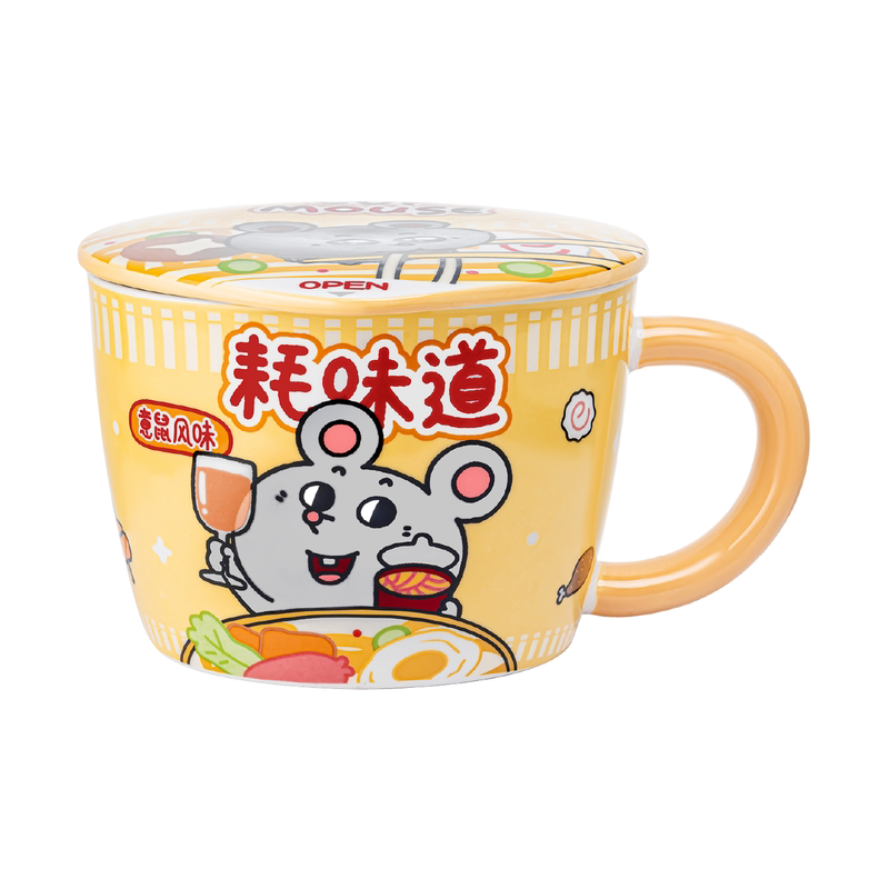 言仓美叽大鼠陶瓷带盖泡面碗