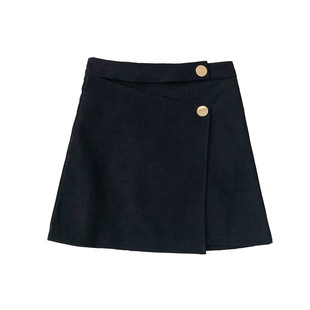 大码设计感不规则半身裙子ins遮胯毛呢A字裙胖mm秋冬显瘦包臂短裙