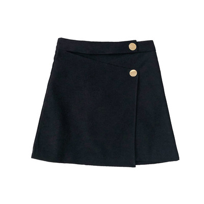 不规则半身裙ins遮胯毛呢a字短裙