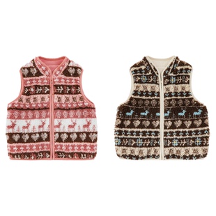 幼悠女童2025冬季新款无袖叠穿毛绒马甲北欧风蓬松保暖儿童背心潮