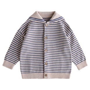 【新品】OAK FAMILY儿童秋季毛衣上衣纯棉海军领长袖针织开衫