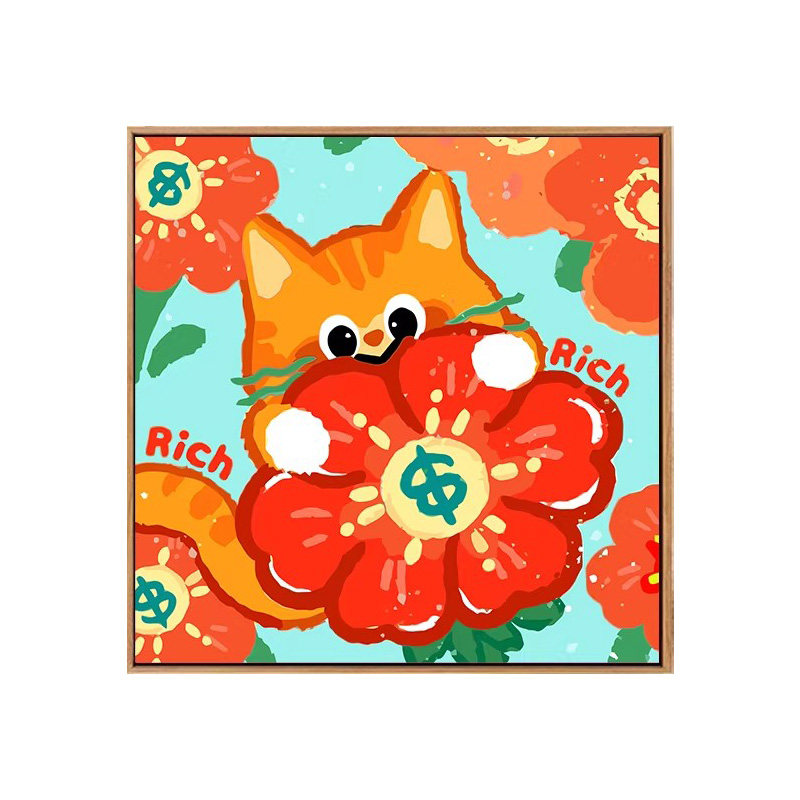 可爱小猫咪数字油画diy小尺寸画