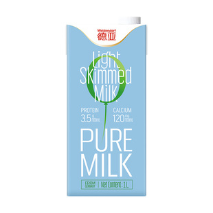 德亚德国进口脱脂纯牛奶1L*12盒早餐奶整箱0脂肪家庭分享大盒装