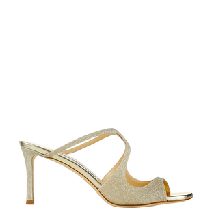 [礼物][经典款]JIMMY CHOO/ANISE 75 女士闪粉穆勒高跟凉鞋JC