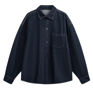 男士美式休闲牛仔衬衫男长袖潮牌2026新款开衫外套春季牛仔衣上衣