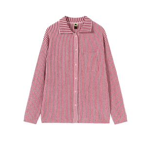 【DouDou推荐】AR半边绒睡衣女款秋冬保暖长袖条纹高支家居服套装