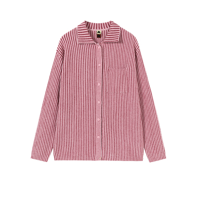 【DouDou推荐】AR半边绒睡衣女款秋冬保暖长袖条纹高支家居服套装