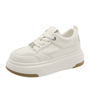 春季轻便厚底小白鞋女款2026新款爆款真皮增高不累脚运动休闲板鞋