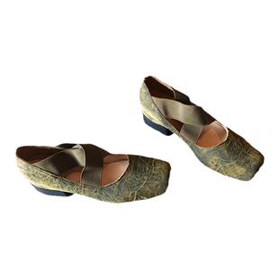 新中式鞋子春款鞋6cm隐形内增高芭蕾鞋复古单鞋女鞋中高跟