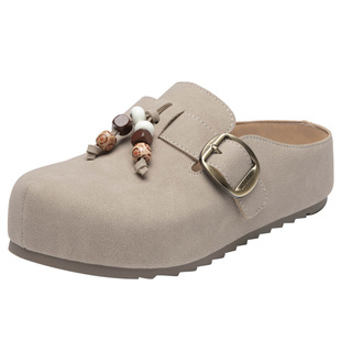 大东包头拖鞋女2026新款外穿春季厚底增高复古半拖鞋串珠勃肯拖鞋