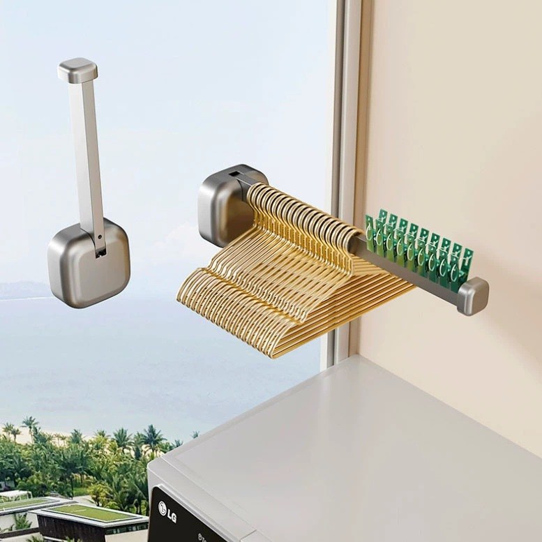 免打孔伸缩晾衣架小型壁挂式衣架挂架墙上吸盘收纳杆折叠真空晾晒