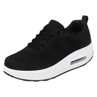 秋冬季新款网面休闲运动鞋厚底摇摇鞋旅游鞋加绒保暖妈妈旅游鞋