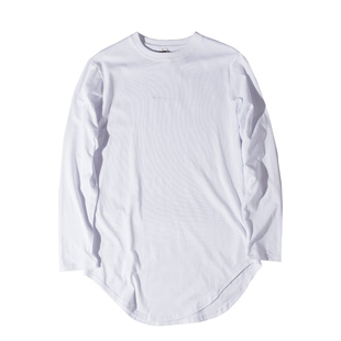 侃爷欧美长袖T恤男女圆弧下摆暗高街潮牌忍者连手套袖内搭打底衫