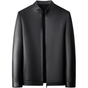 机车风真皮皮衣男款短款立领绵羊皮拉链夹克可拆脱内胆羽绒服外套